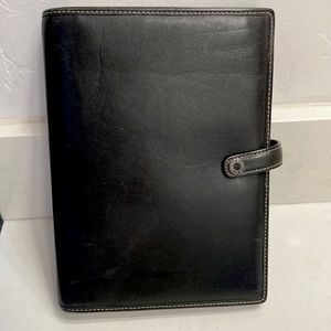 Coach Black Leather Planner